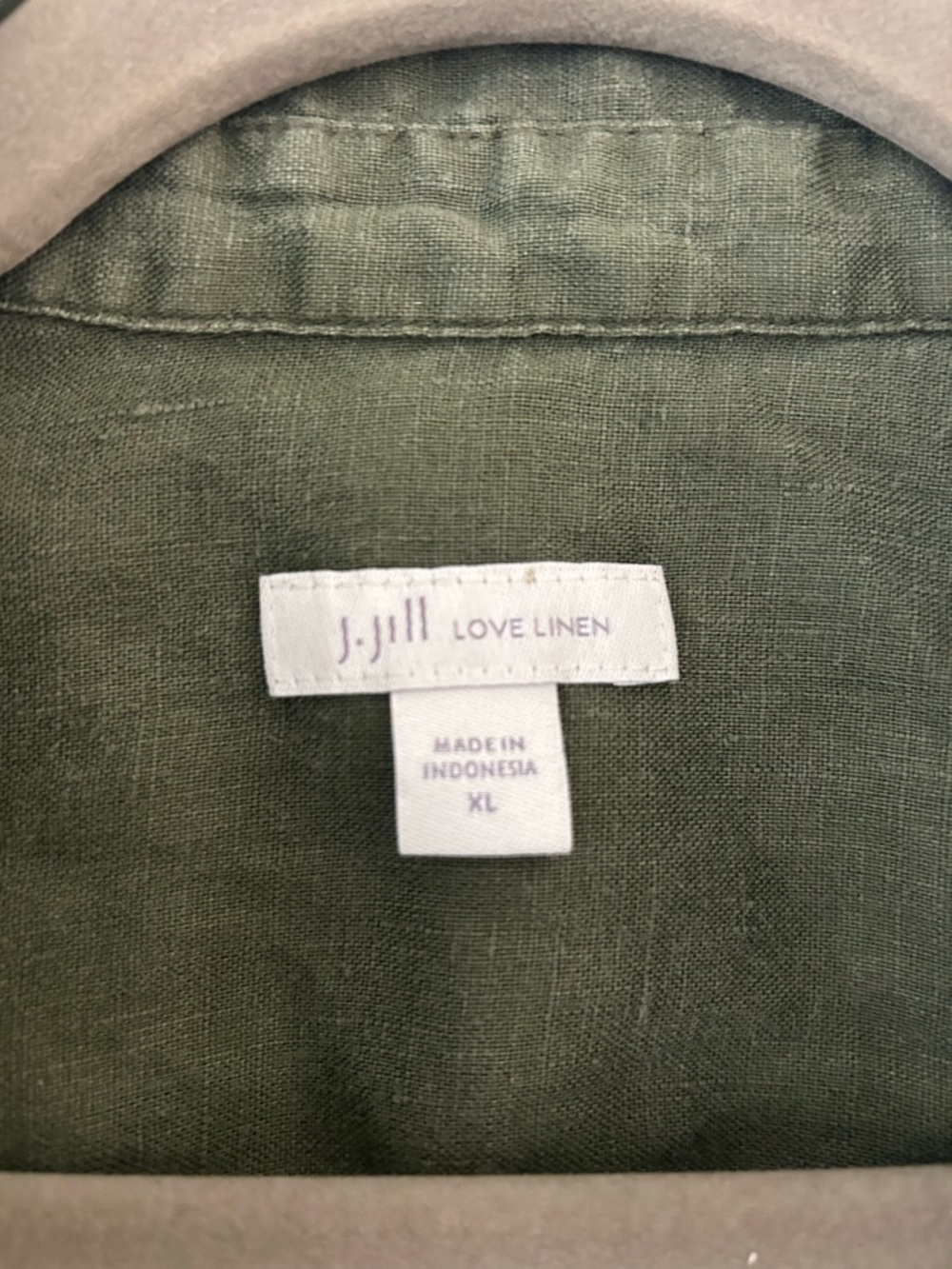 J. Jill Olive-Green Linen Shirt - Picture 2 of 6
